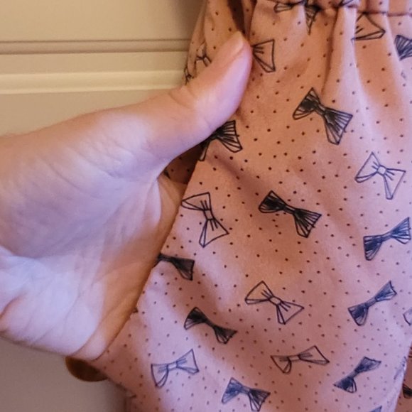 Peppermint Dusty Rose Bow Print Mini Wrap Dress - Picture 4 of 6